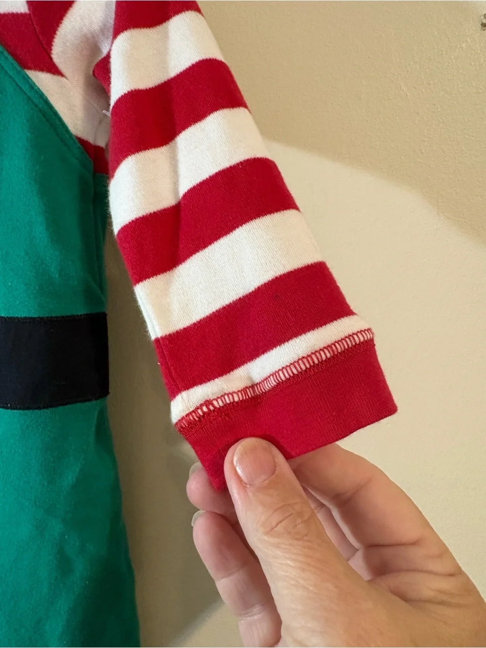Gymboree holiday elf baby romper 6/12 month green red white stripe Christmas